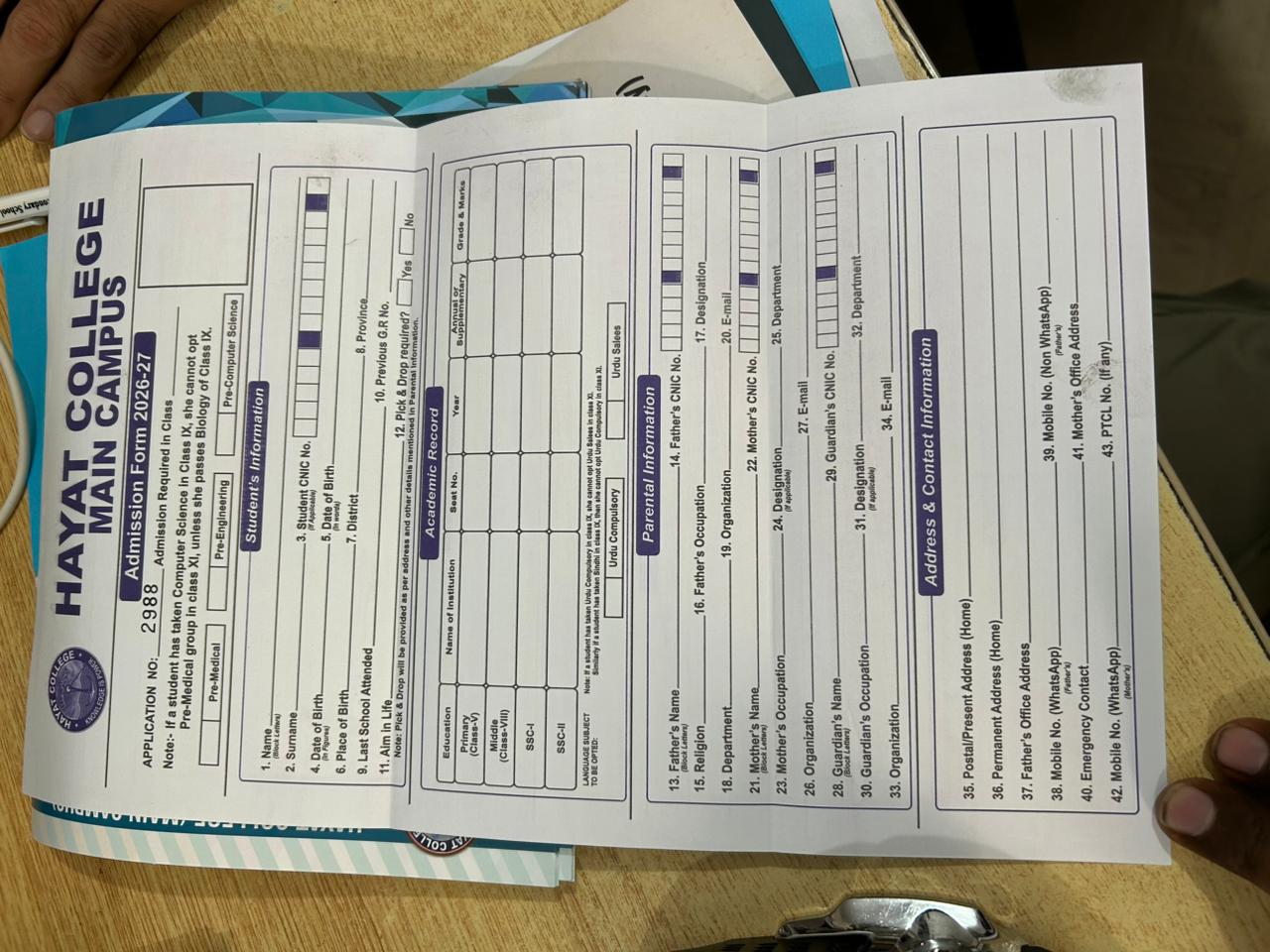 Hayat form reference 4
