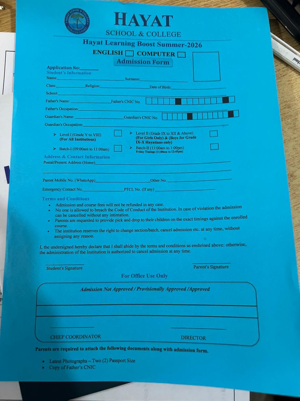 Hayat form reference 6